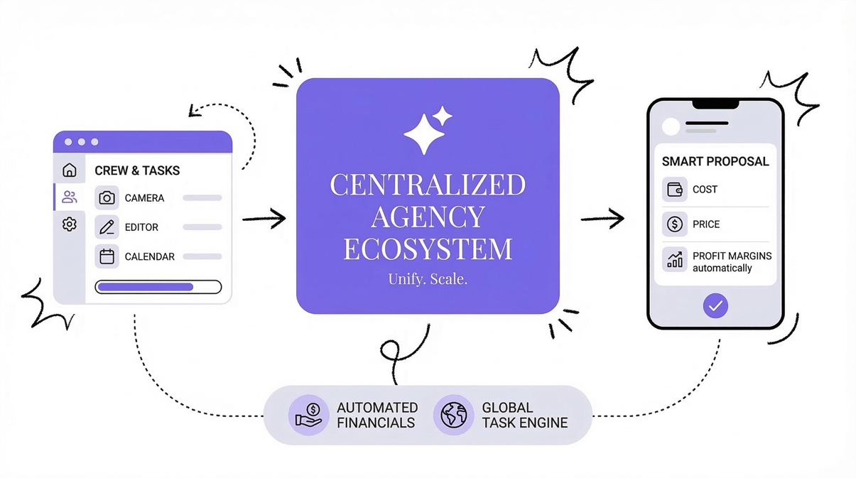 Agency Dashboard showing CRM and Team Management
